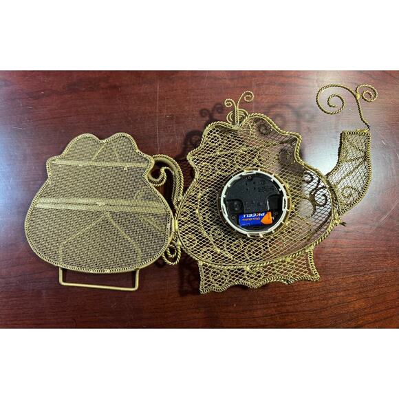 Vtg Wire Framed Teapot Kettle Clock Free Standing Battery Operated Quartz Works! - Picture 6 of 8